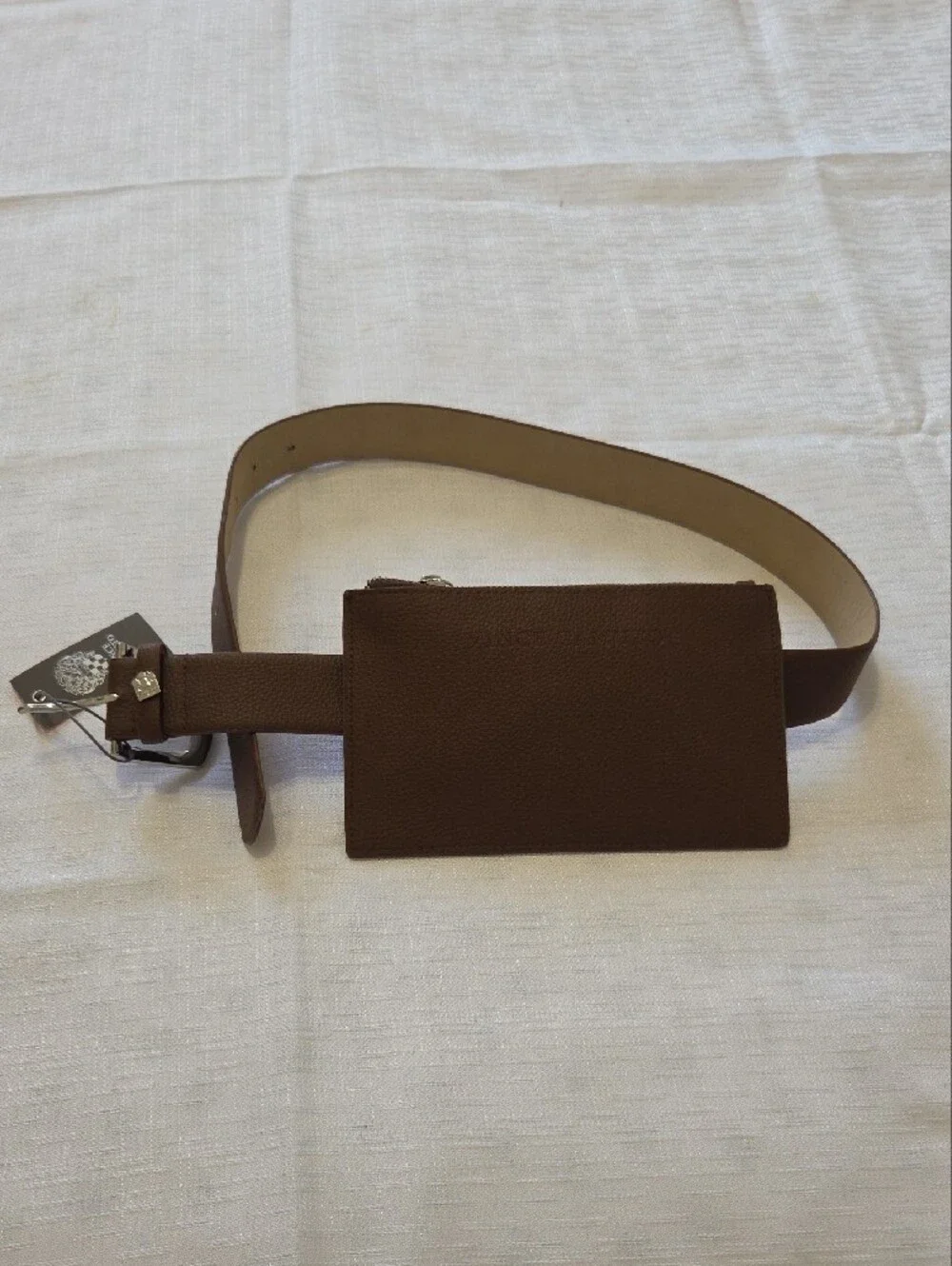 Vince Camuto Brown Leather Belt Bag with Zip Pouch